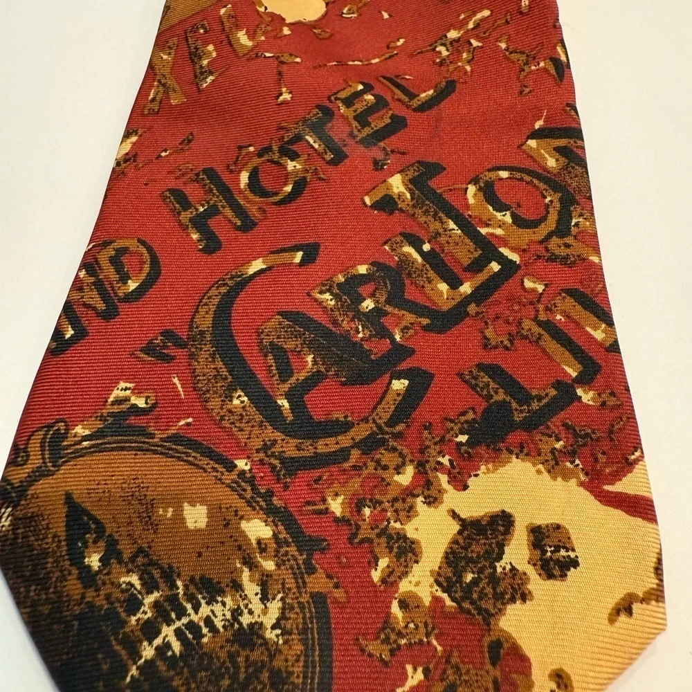 Rare Vintage Lambucci Hotel Carlton Lille Red and Gold Tie